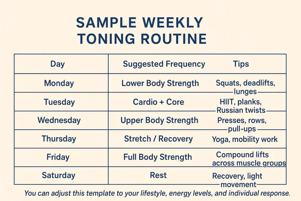 Achieving the Perfect Tone: How Often Should You Exercise for Results? 4 Weekly exercise Harwich plan graphic