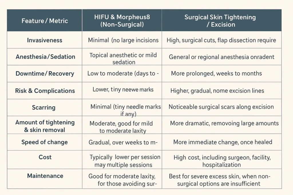The Science of Skin Tightening 2 Table of skin tightening Harwich benefits compared to surgical options